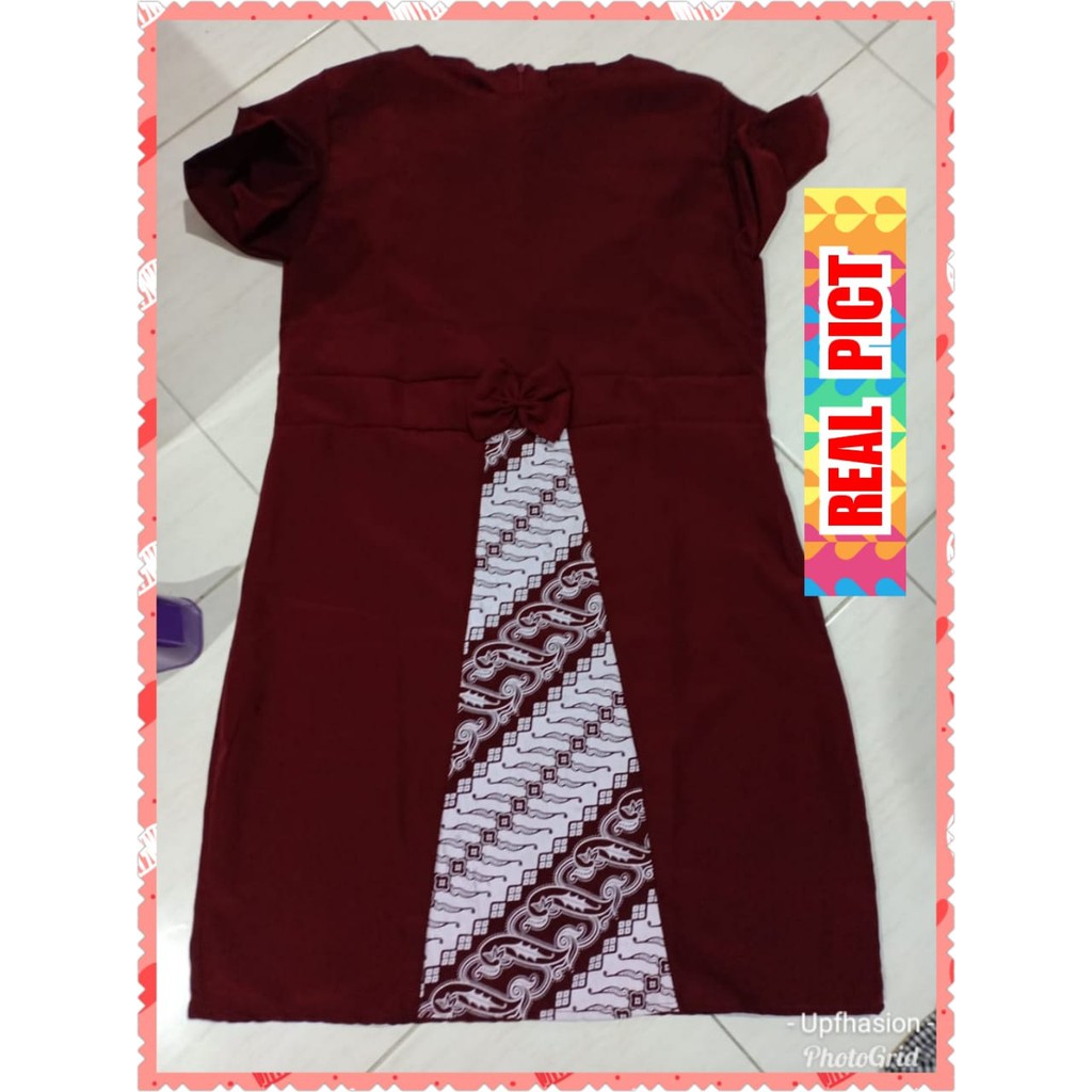 TERMURAH DRESS COMBI BATIK / NAVY / MAROON / TERBARU/TERPOPULER/TERLARIS/KONDANGAN/TERMURAH