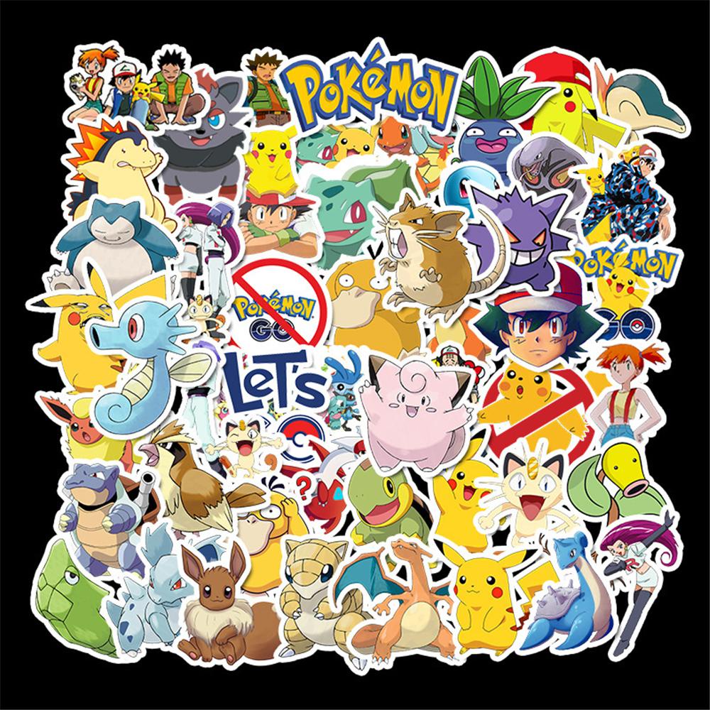 Lanfy Stiker Alat Tulis 50Pcs DIY Untuk Laptop Skateboard Notebook Graffiti Stiker Tahan Air Untuk Mobil Gitar Pikachu