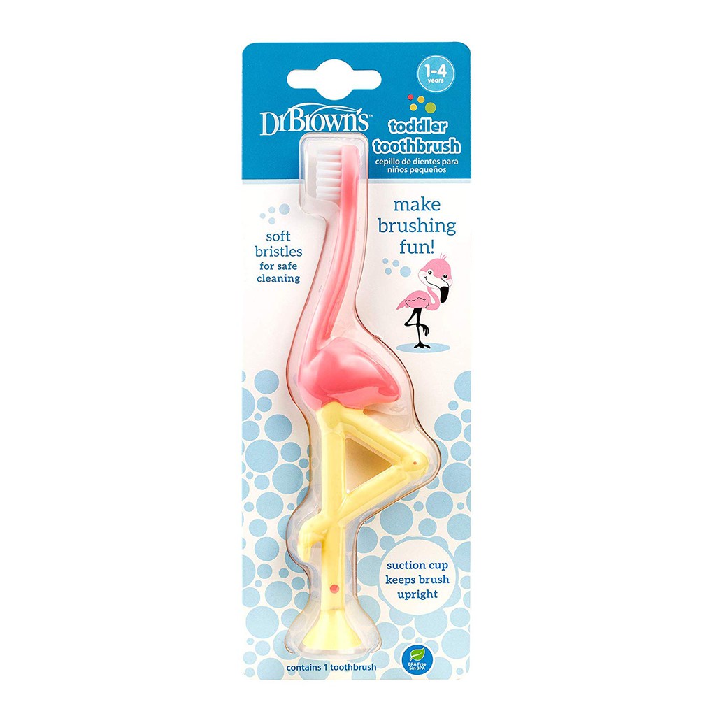 Dr Browns toddler toothbrush FLAMINGO PINK