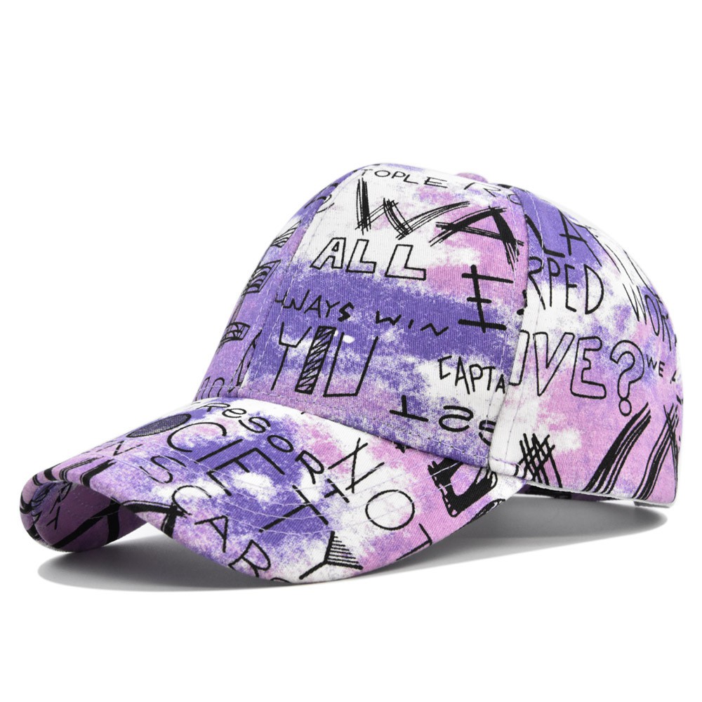 Topi Baseball Motif Print Graffiti Tie Dye Bahan Katun Untuk Pria Dan Wanita