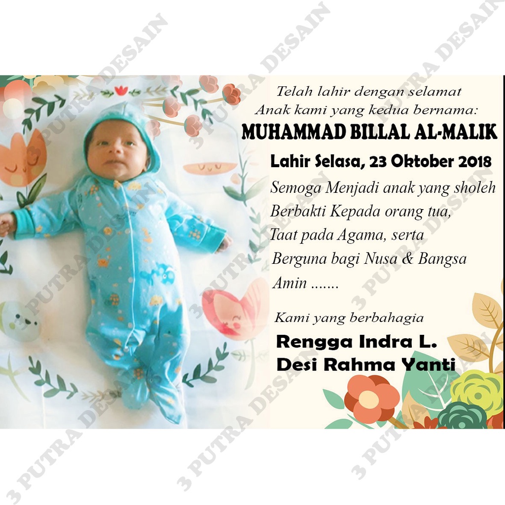 Ucapan Kartu Nama Bayi Aqikah Selametan Syukuran Bunga Coklat