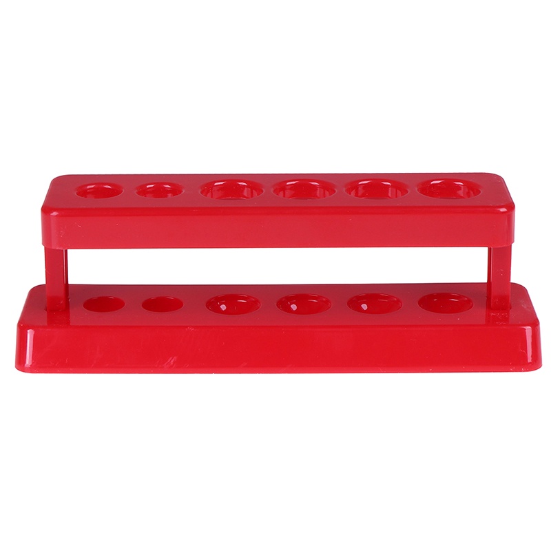 Rak Stand Holder Tabung Reaksi 6 Lubang Bahan Plastik Warna Merah Untuk Laboratorium