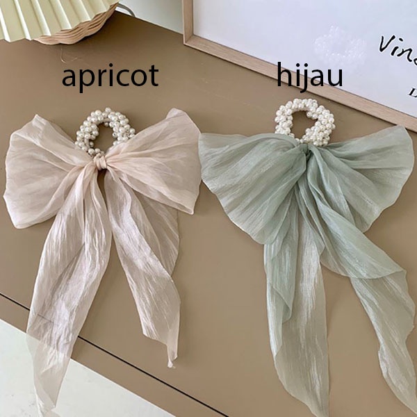 kuncir rambut ikat rambut big bow ribbon hair rope jku041 (4F4)-1