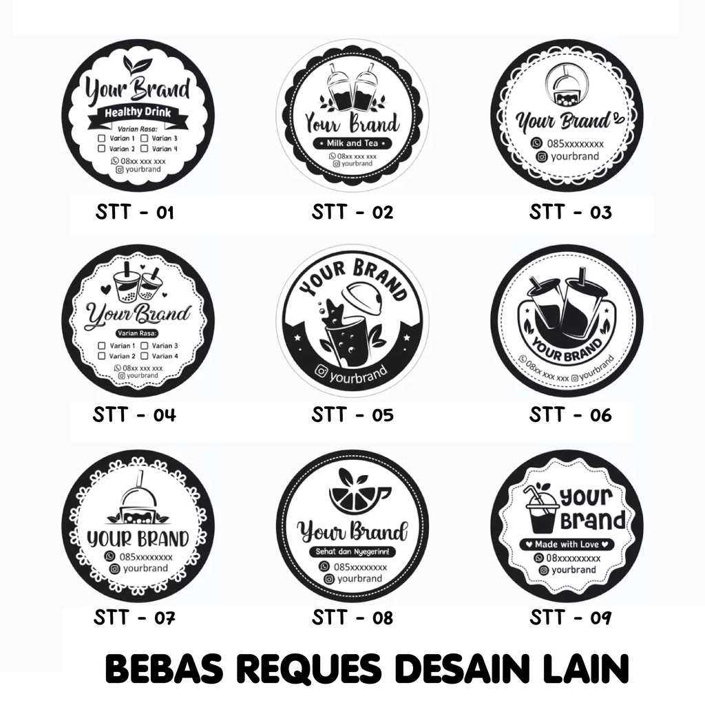 Cetak Stiker Label TRANSPARAN Toko Olshop Kue Bakery minuman Kemasan Produk Custom Free Desain