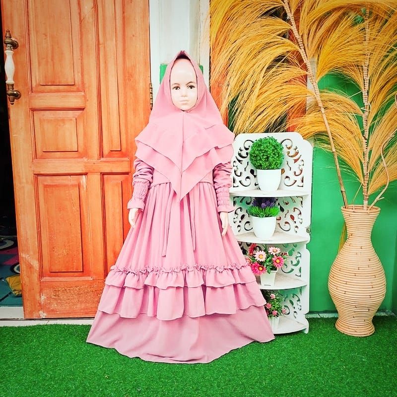 COD☑️PAKAIAN GAMIS ANAK HIJAB/MATT MOSCREPE FULL/3SIZE 3-5THN_6-8THN_9-11THN/GAMIS ANAK SYARI ESTY  KIDS/PAKAIAN ANAK MUSLIM TERBARU/GOOD QUALITY