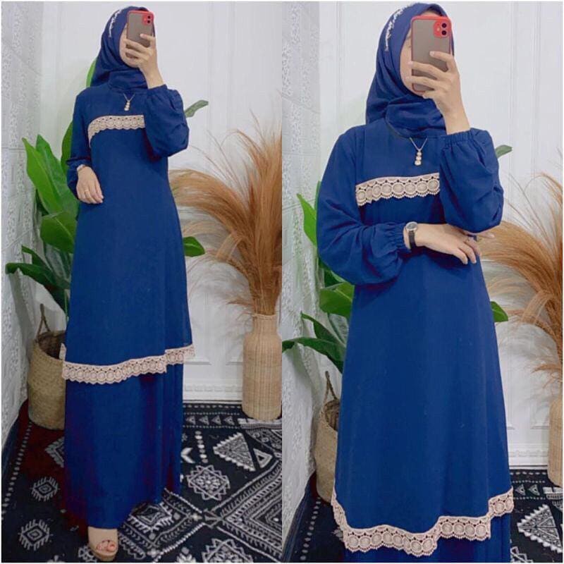 amera renda full ceruti - gamis malaysia - gamis malaysia renda rok-baju muslim polos melayu model b