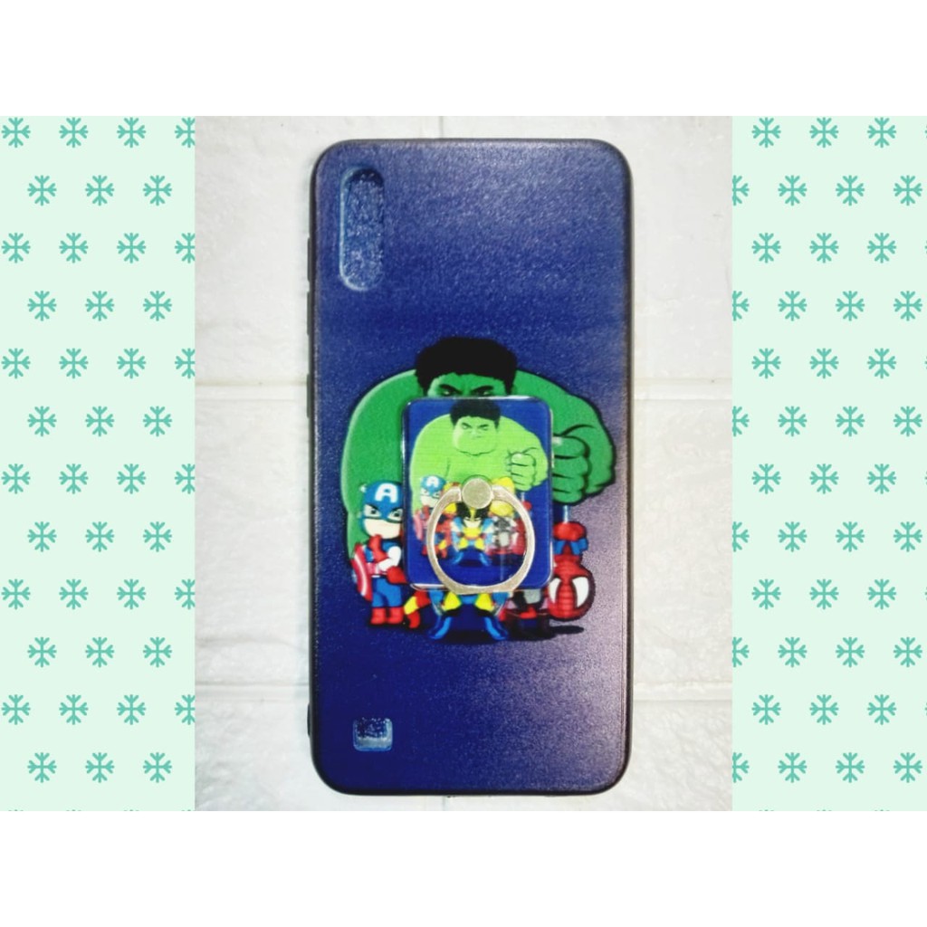 CASE POPSOKET SAMSUNG A10 MOTIF KARTUN ROBOT, HULK IJO,  SPIDERMAN, HIRO, IRON MAN,