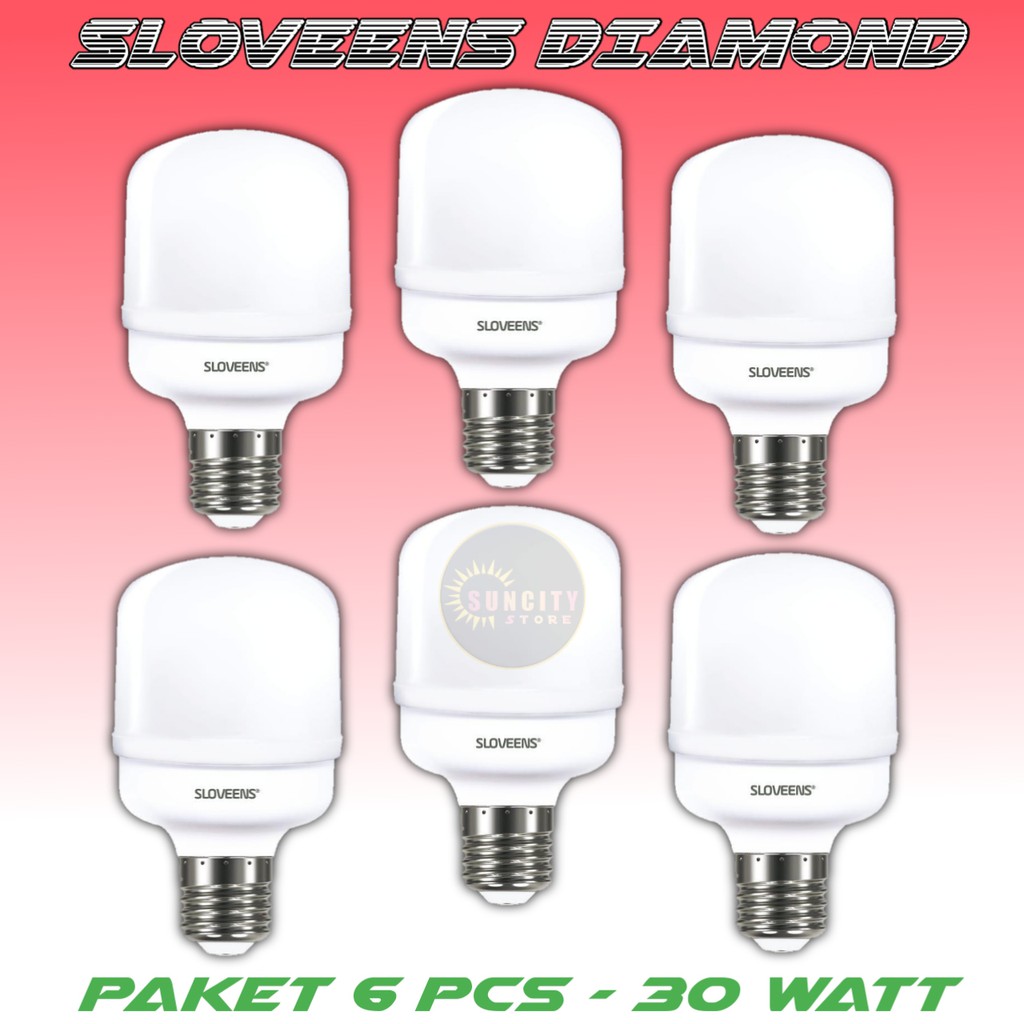 Paket 6 Pcs Sloveens Diamond Lampu Bohlam LED Capsule 30 Watt - Cahaya Putih