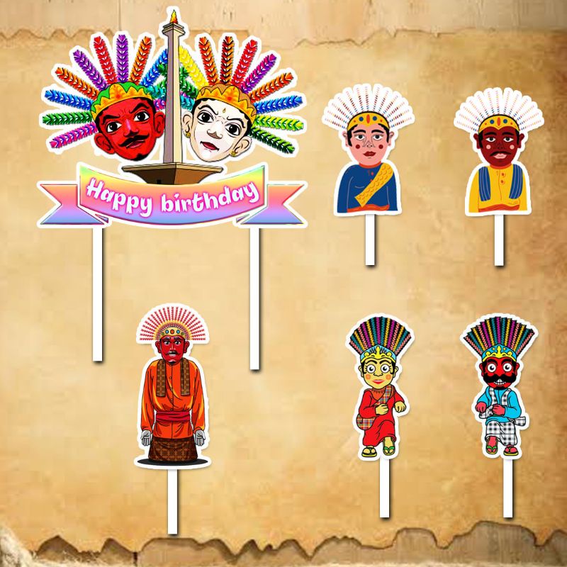 Jual Topper cake ondel ondel happy birthday hiasan kue ulang tahun