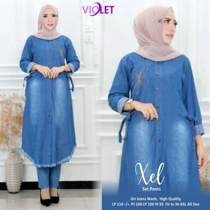 XEL SET PANTS VIOLET - MAYLA SET TUNIK RIA EIGHTY