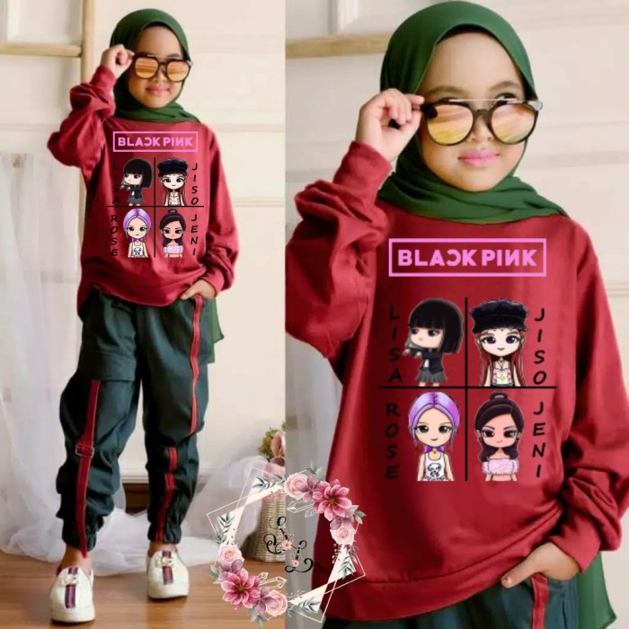 Setelan BLACKPINK Kid Setelan Baju Anak BlackPink Setelan Syari Anak Model Kekinian Terbaru 2021