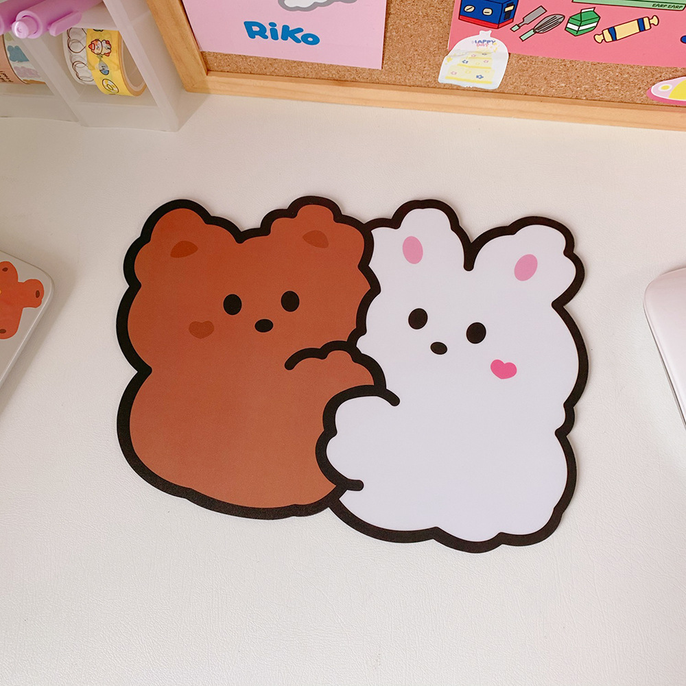 Korean Style Cute Cartoon Rabbit Bear Dog Pattern Waterproof Non-slip Student Mouse Pad Gift for Friend