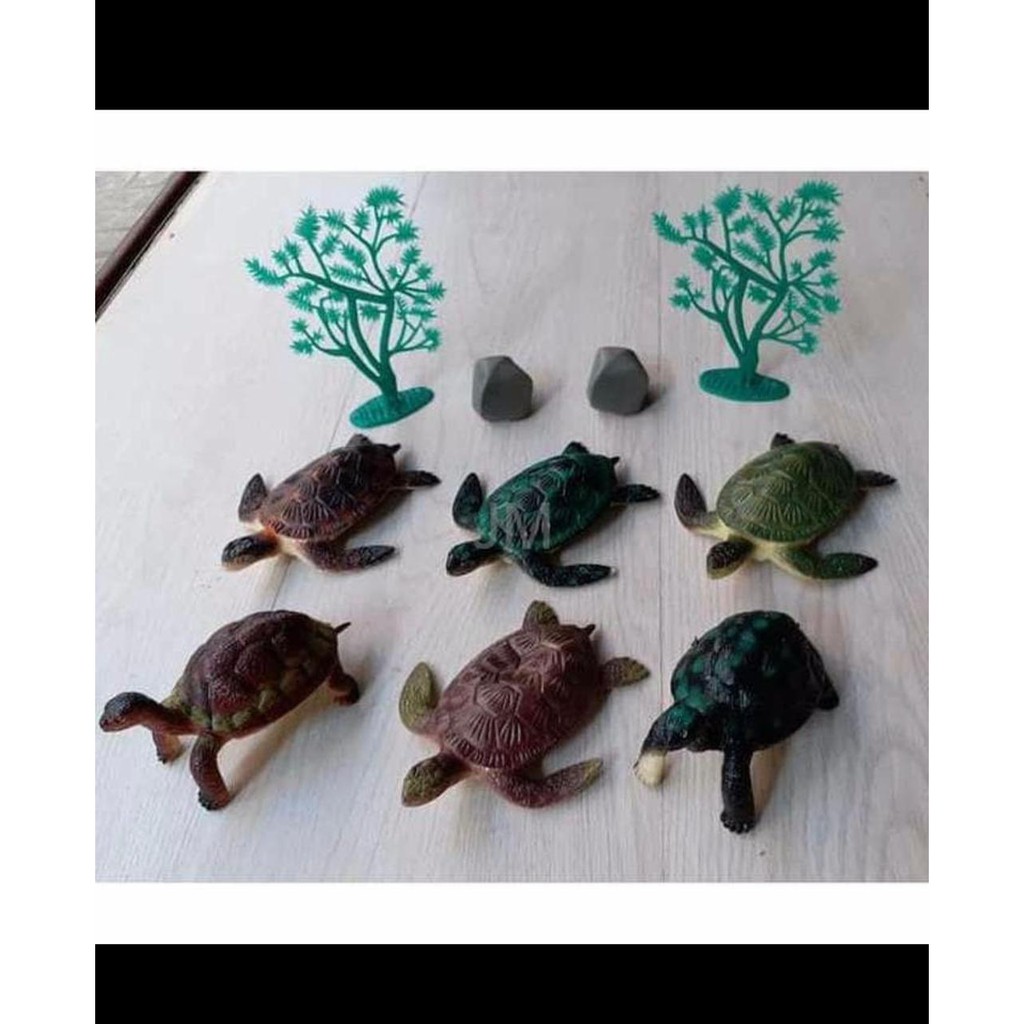 Hewan karet kura kura turtles ocean sea world laut figure besar isi 6pc