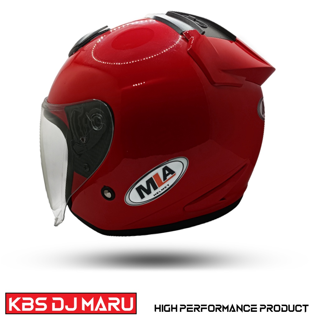 Helm Half Face Dewasa MLA DJ MARU Solid Polos RED FERARI Single Visor Clear Bening Untuk Pria Dan Wanita Dewasa COD