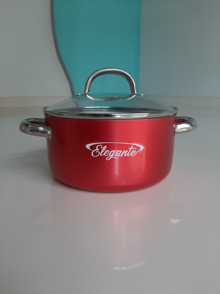 Maspion Panci Elegante Dutch Oven Tutup Kaca 20 Cm Merah - Panci Aluminium