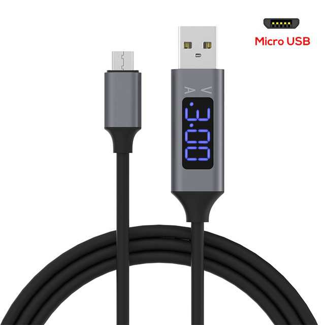 Kabel Charger Micro USB TPE 3A 1M with Voltage Meter CS0132