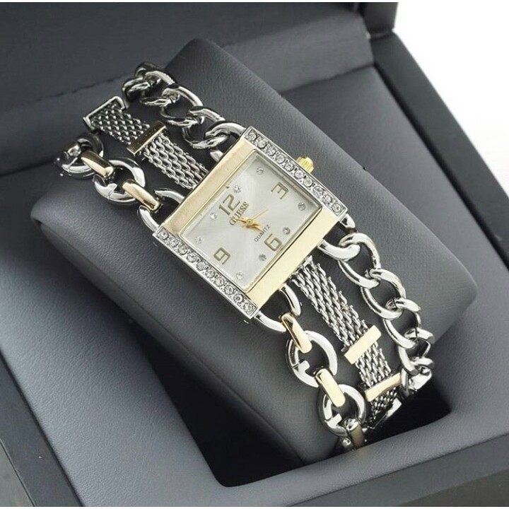 JAM TANGAN WANITA / CEWEK GUESS GRACEFUL RANTAI GOLD KOMBINASI