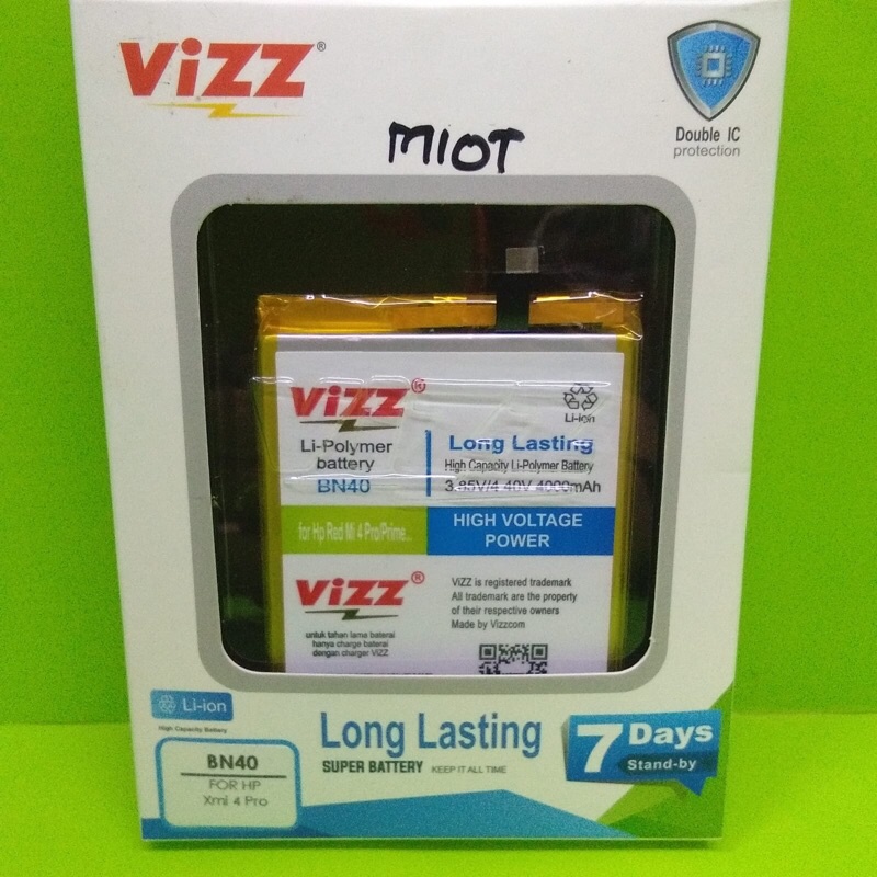 baterai double power vizz xiaomi redmi 4 pro bn40