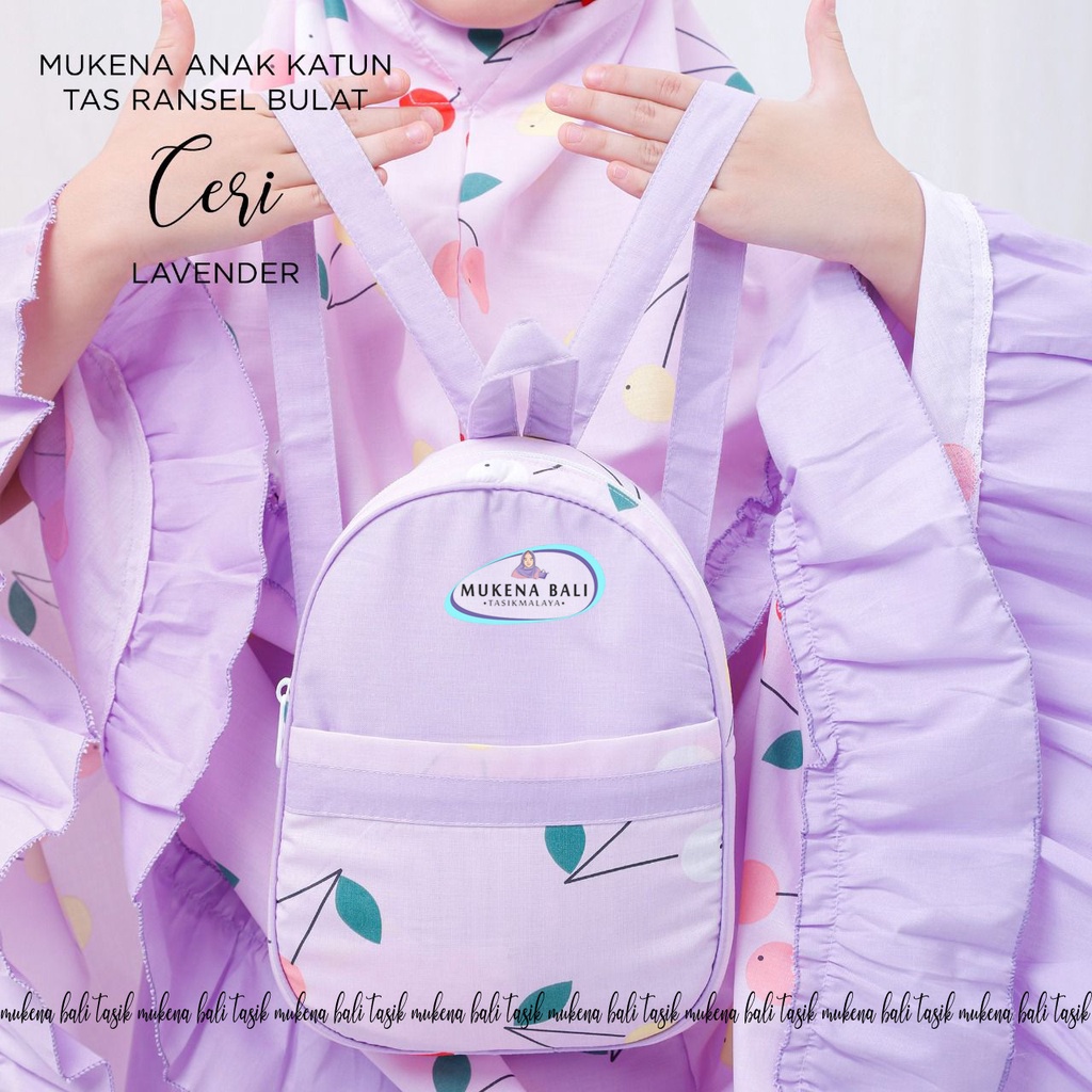 MUKENA BALI TASIK -  MUKENA ANAK KATUN MOTIF CERI (TAS BULAT)