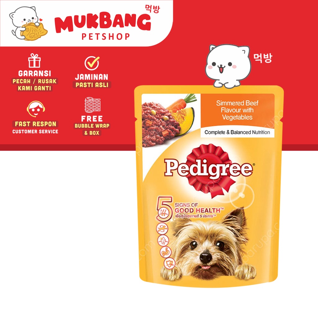 Pedigree Pouch 80gr Wet Food Makanan Basah Anjing Chicken and Grilled Makanan Anjing Basah Roasted Chicken Slimmered Beef Wet Food Dog