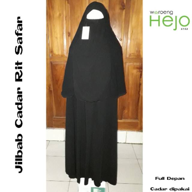 °WH5758° Jilbab Cadar Rit Safar Jetblack