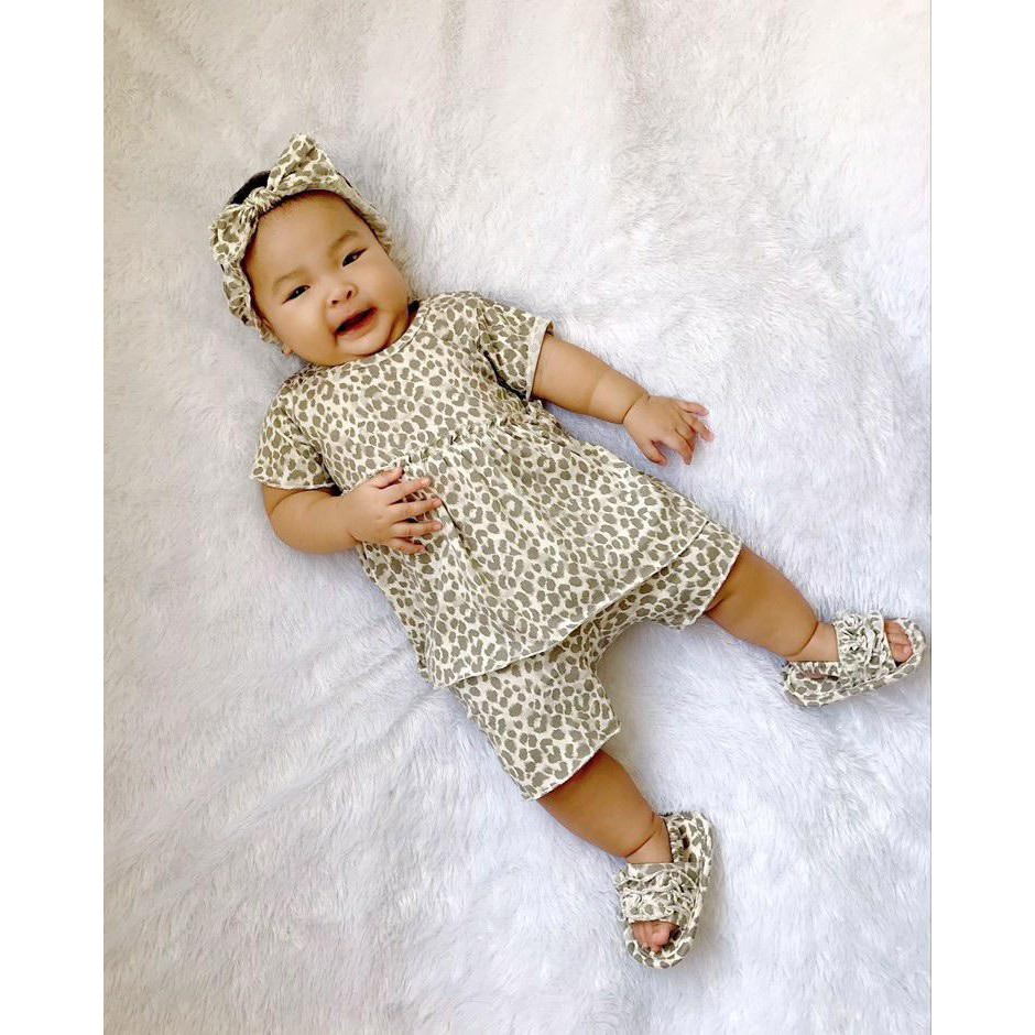 PROMO CUCI GUDANG!!! PROMO 7.7 plazababyku  MX MEDDIE SET setelan bayi motif bunga yang lucu free headband + sandal