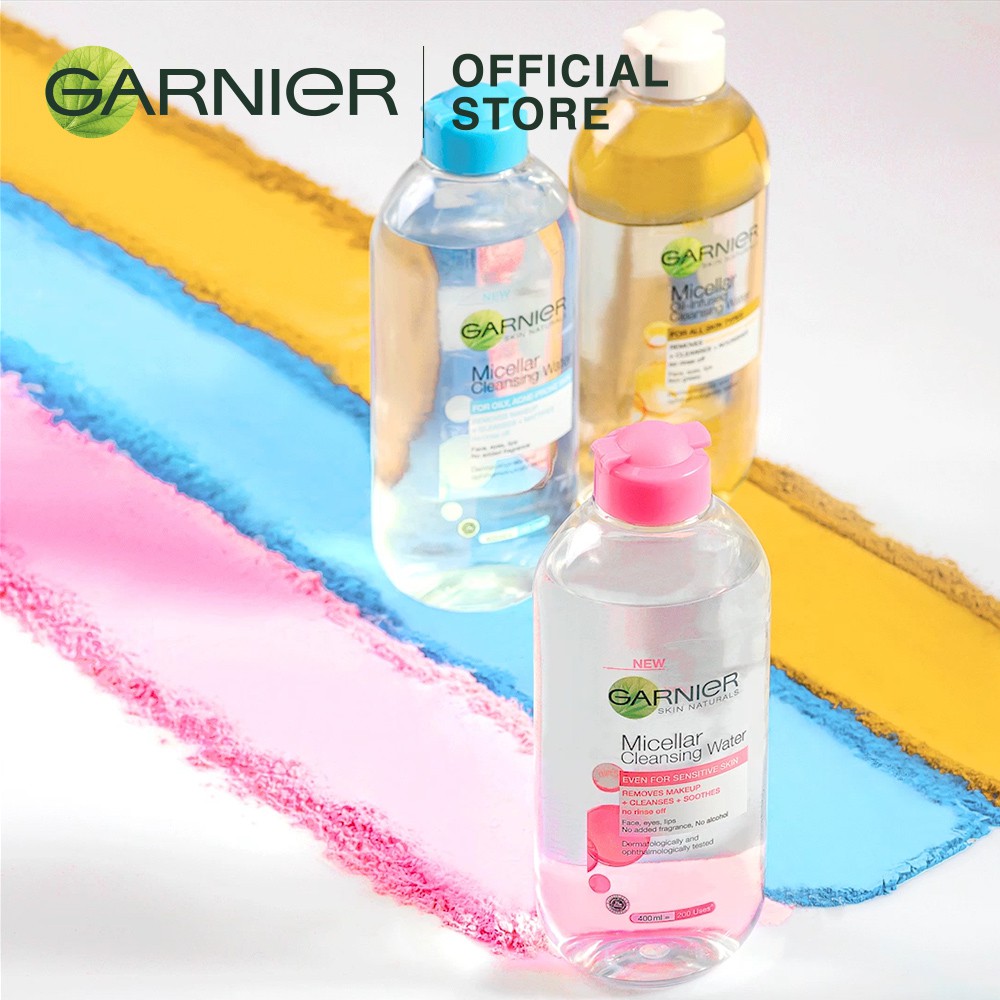 GARNIER MICELLAR WATER PINK BIRU SENSITIVE ACNE PRONE OILY SKIN - 400ML