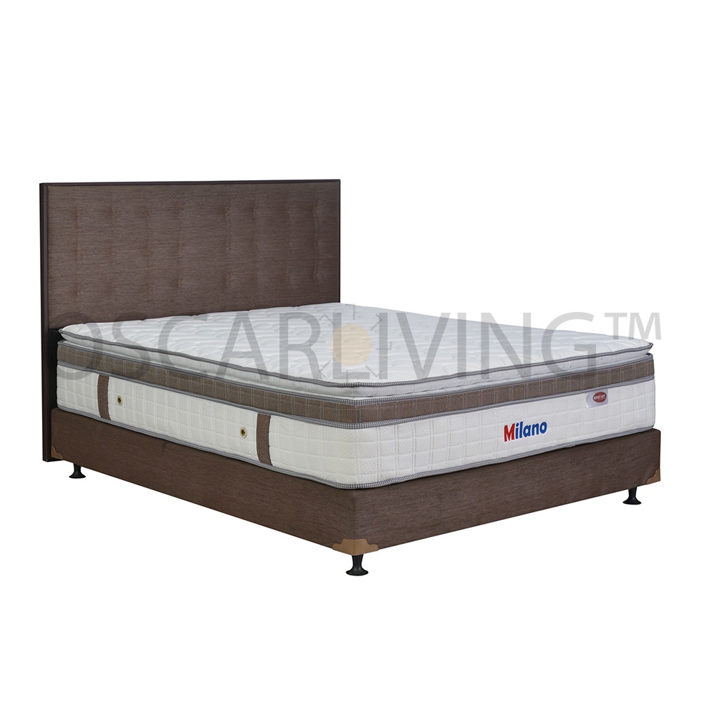 Eversoft Milano Kasur Spring Bed Plushtop Pillowtop Tebal 33 Cm Putih Set HB NYC [Fullset Springbed/