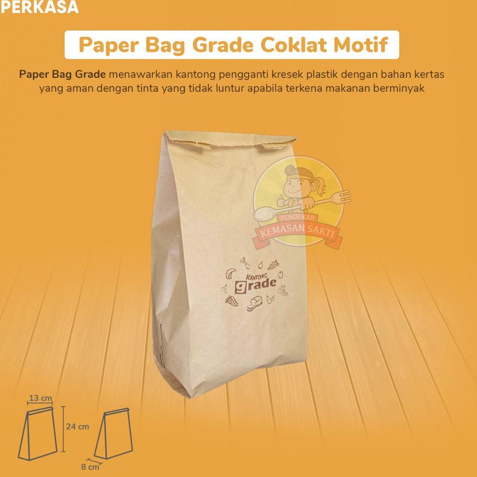

[PRODUK YPVQR] (Isi 100) Paper Bag 13x8x24 Coklat Motif Polos / Kantong Kertas Coklat Motif Polos KGA
