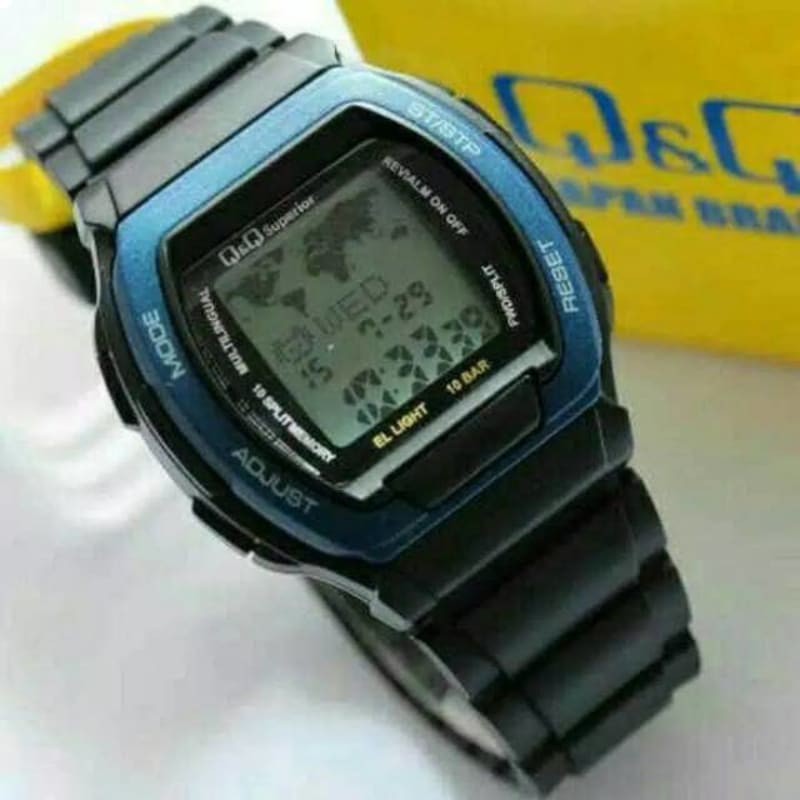 Jam Tangan Pria Digital Q&amp;Q QnQ QQ Data Bank MMW3 MMW3P MMW3P101Y Original Water Resistant 10 BAR