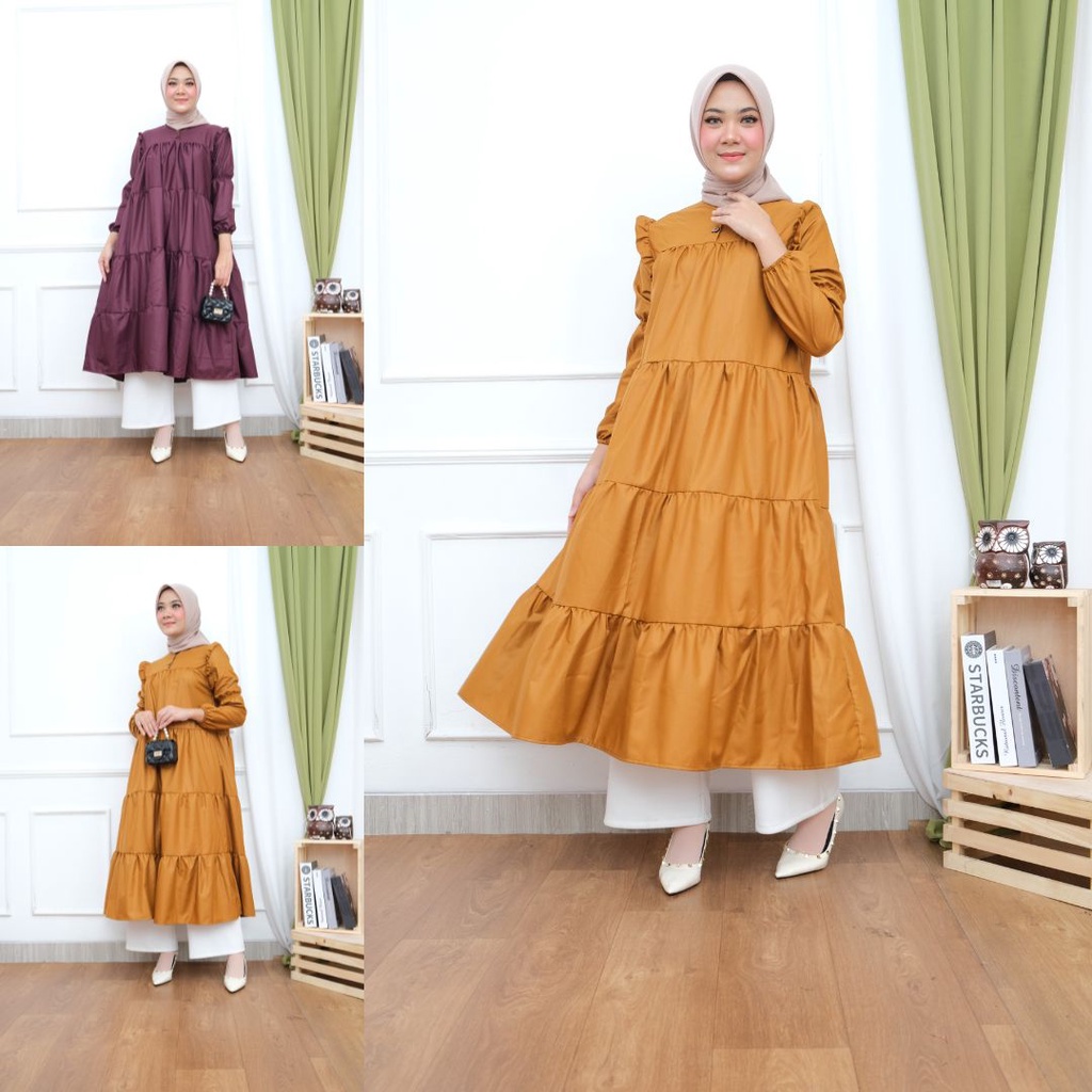LIVI MIDI DRESS KONDANGAN GAMIS TERBARU REMAJA DEWASA BAJU WANITA HAMIL DM
