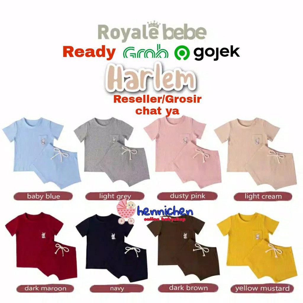 PROMO 7.7 ROYALE  BEBE HARLEM SET SETELAN OBLONG ANAK PREMIUM PIYAMA ANAK PIYAMA BAYI 3-6 BULAN