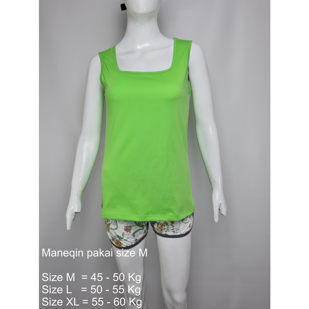 Singlet - Tank Top Wanita Katun Casual Hijau Muda