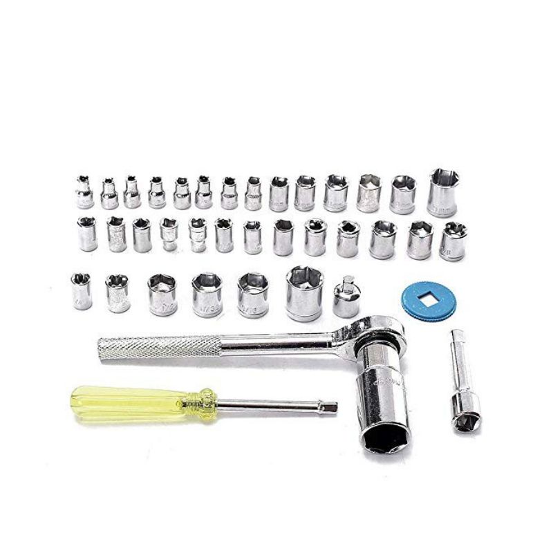 Kunci Sok 40 Pcs Full Lengkap - Kunci Pas 40 Pcs - Kunci Shock Wrench Set 1/4 Bolting - Kunci Sok - Kunci Sok Socket Set 40 in 1- Socket Tool Kit