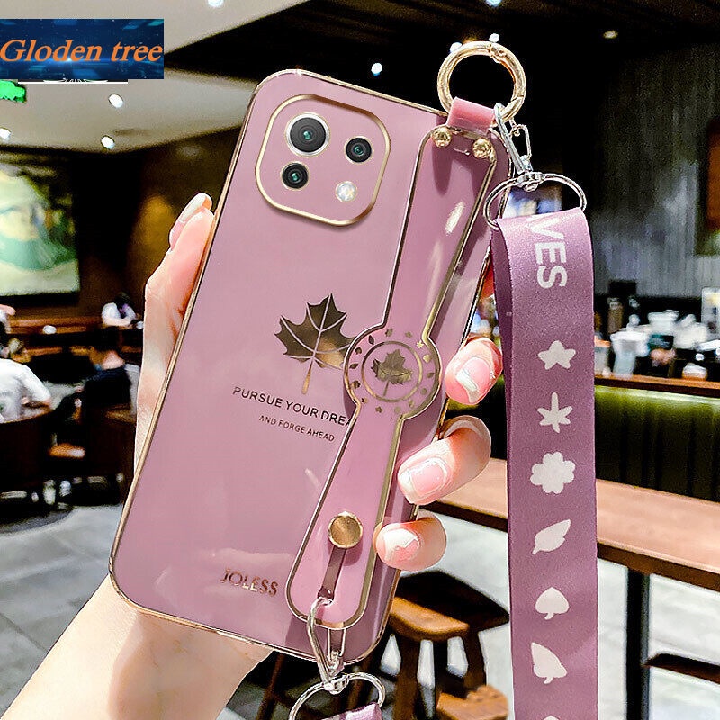 Case Motif Daun Maple Dengan lanyard Untuk Xiaomi 11 Lite 5G