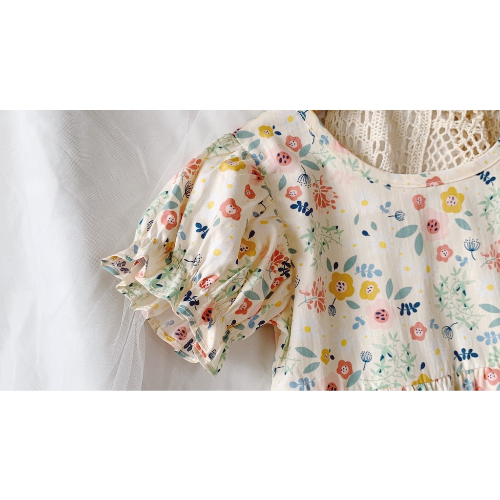 Dress Floral Anak Perempuan Korea Gadis Bayi Anak Anak Putri Gaun Rok Lengan Pendek