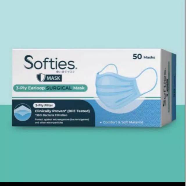 masker softies 1 box isi 50 pcs.