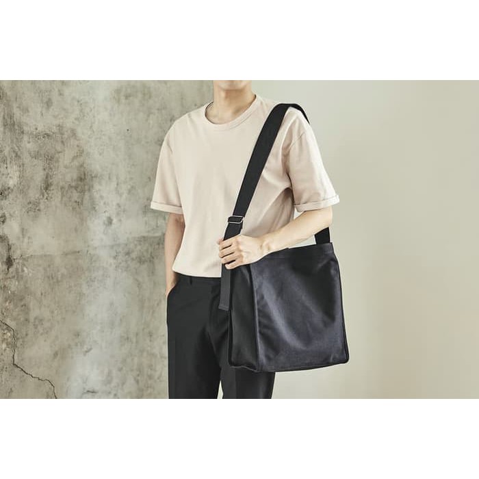 Tas Selempang Wanita Korean Shouder Bag Kanvas Import - Putih