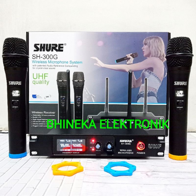 mic wireless shure sh300g sh 300g 2 mic pegang
