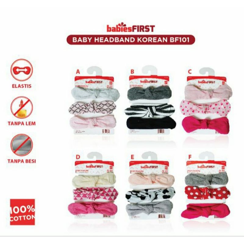 BABIESFIRST 3pcs Headwrap Bandana Ikat Headband Bayi Head Wrap Baby