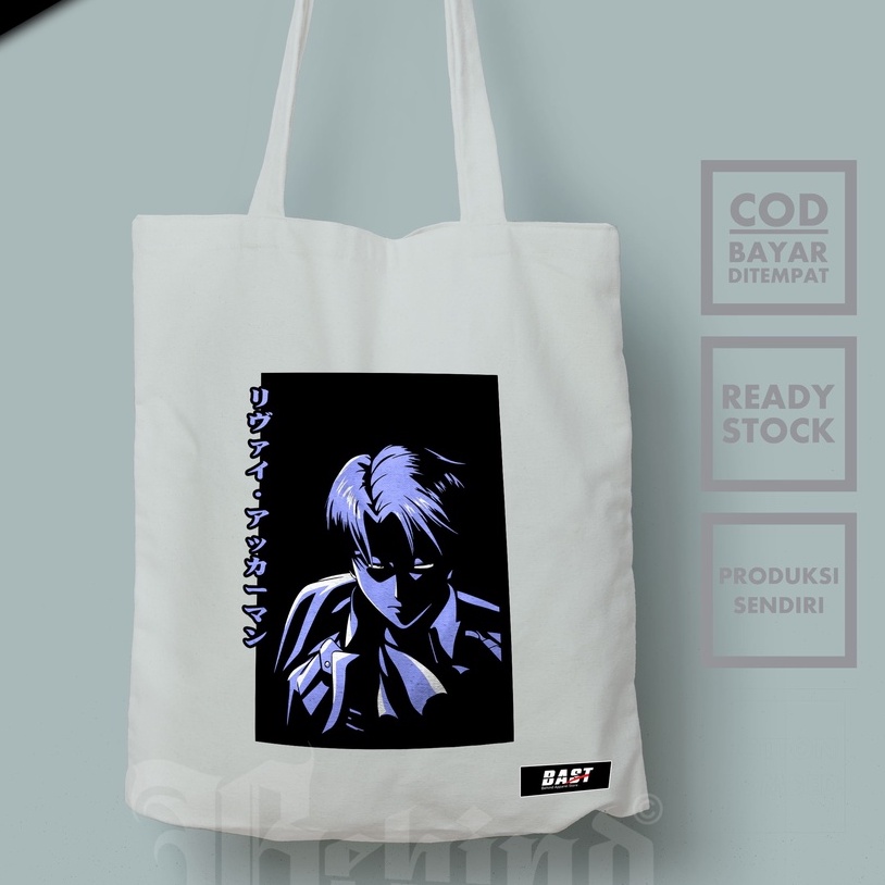 TOTE  BAG LEVI AOT 4 SEMI KANVAS ANIME JEPANG