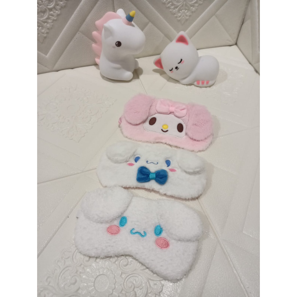 Tutup mata my melody cinnamoroll bahan plush