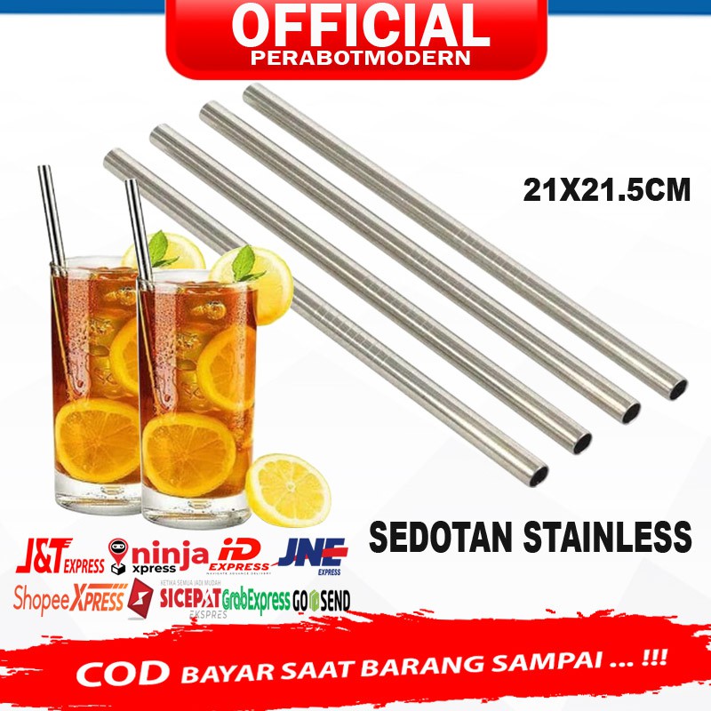 [ Bayar Di Tempat ] Sedotan StainLess Steel Besar Straw / Sedotan stainless besar 5 in 1