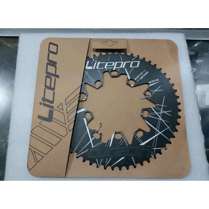 CHAINRING SEPEDA LITEPRO OVAL 56T BCD 130 BCD 110 HITAM