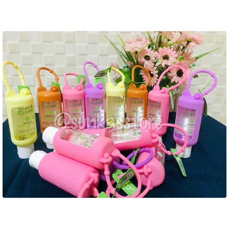 Secret Clean Hand Sanitizer Gel 50ML + Silicone Case Gantung | Murah Grosir Ecer | Bisa Pilih Warna