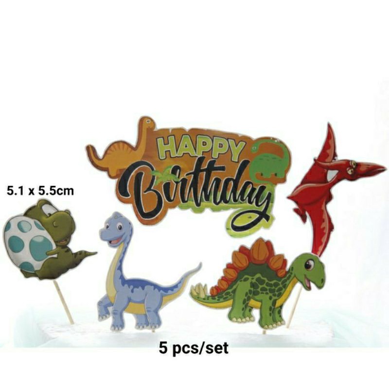 

Topper kertas hiasan kue Dinosaurus dan baby shark