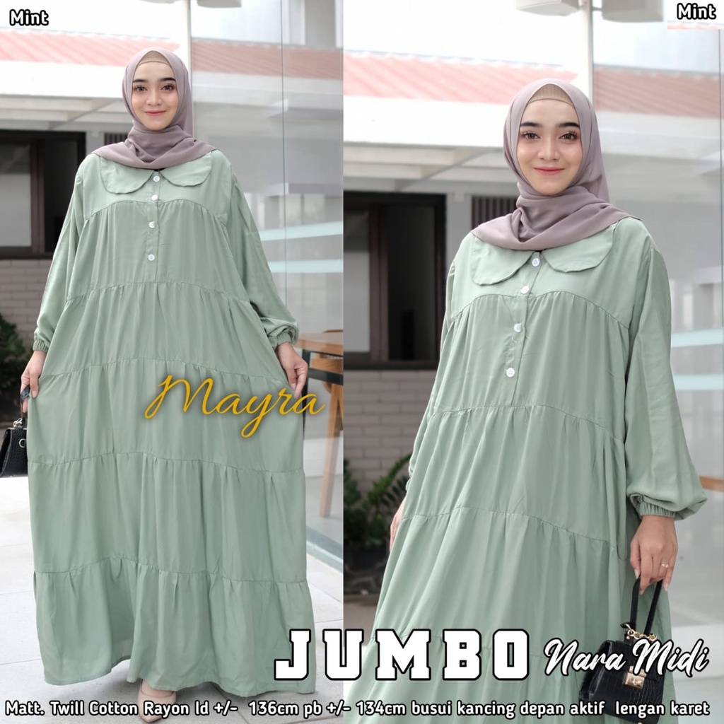 Baju GAMIS XXXXL LD 140 JUMBO Super PB 140 TOYOBO - BADAN GEMUK IBU HAMIL UKURAN BIG SIZE 298-NARA MINT