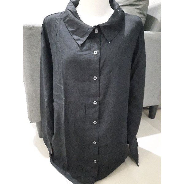 Kemeja wanita H&M hitam, baju hitam wanita