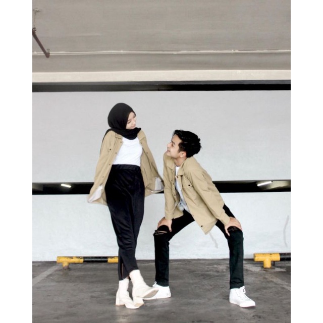 Kemeja Outer Couple Set Korean Style - Kemeja Oversize Pria Wanita - Baju Couple