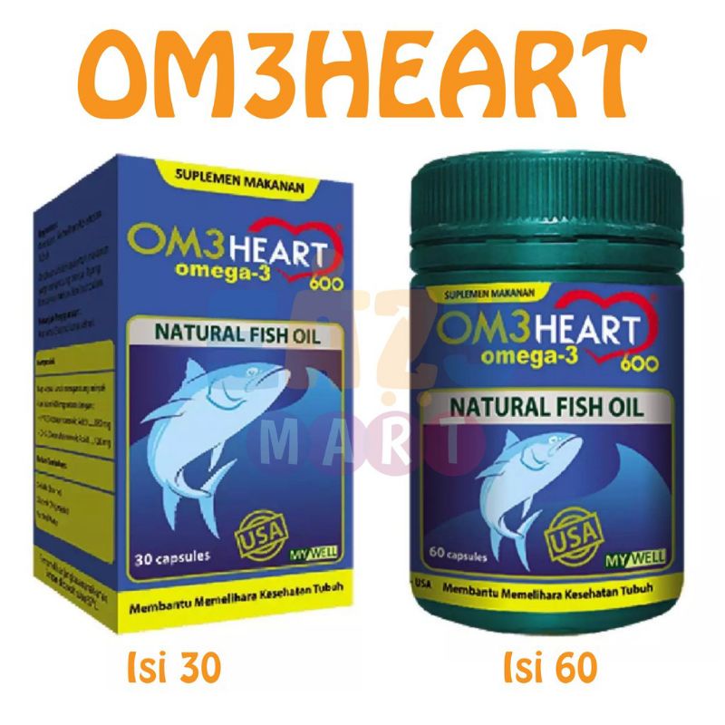 ORIGINAL Om3Heart Isi 60 kapsul / Minyak Ikan Omega 3 Om3 Heart BPOM